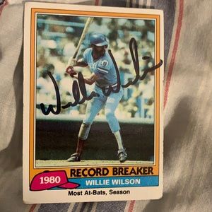 Willie Wilson : Record Breaker 1980 signed card